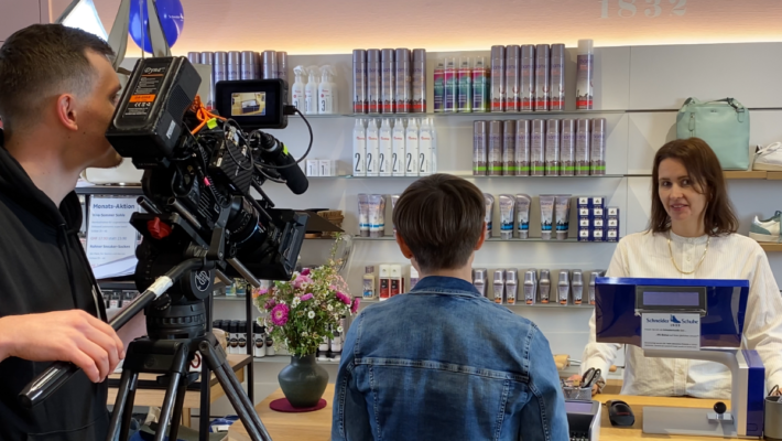 Videodreh im Schuhgeschäft